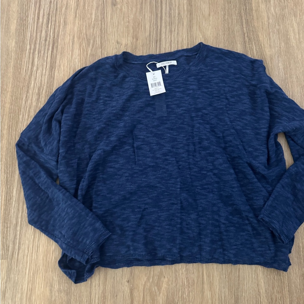 Blue Long Sleeve Top beach lightweight top 
Stitch top brand